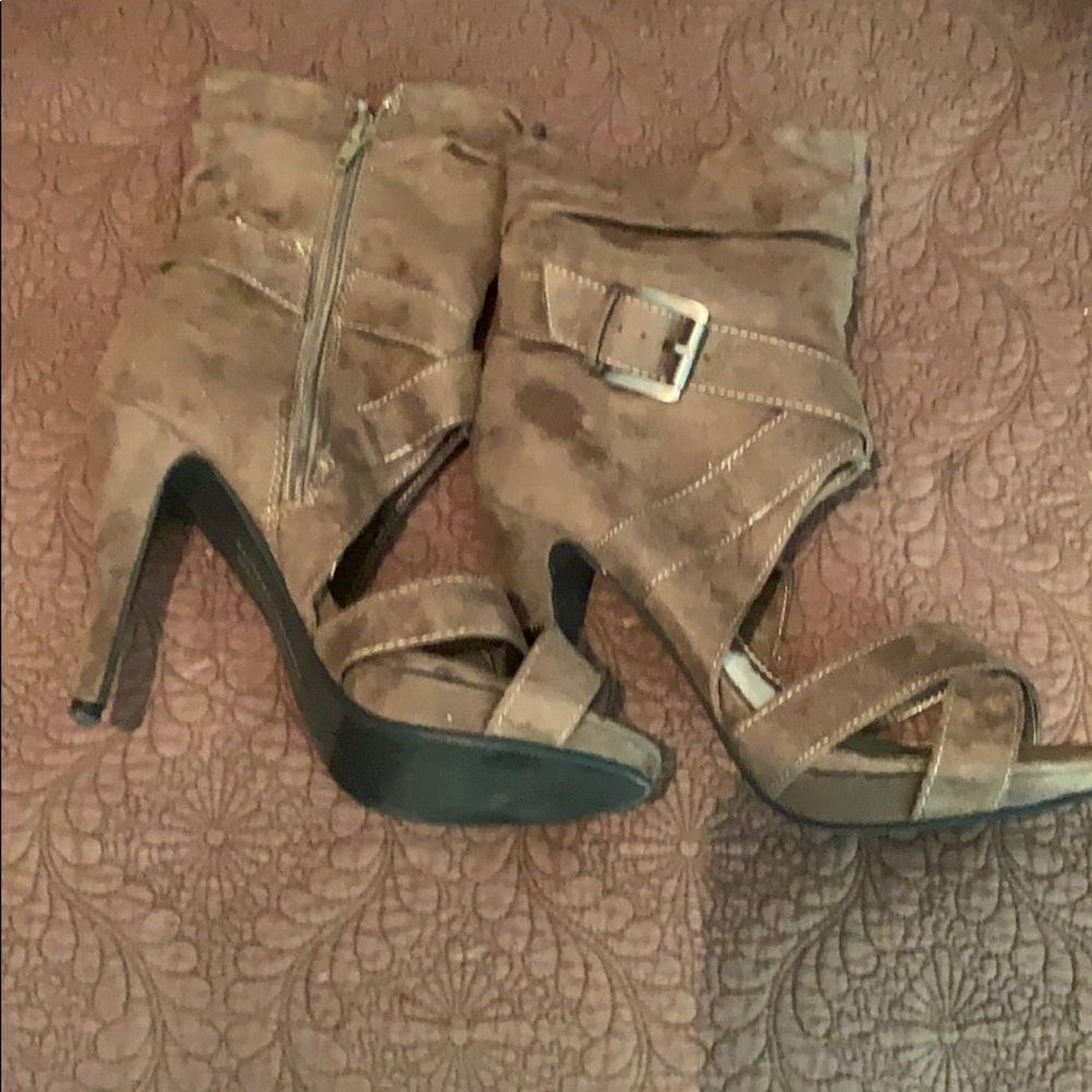 Suede heeled booties